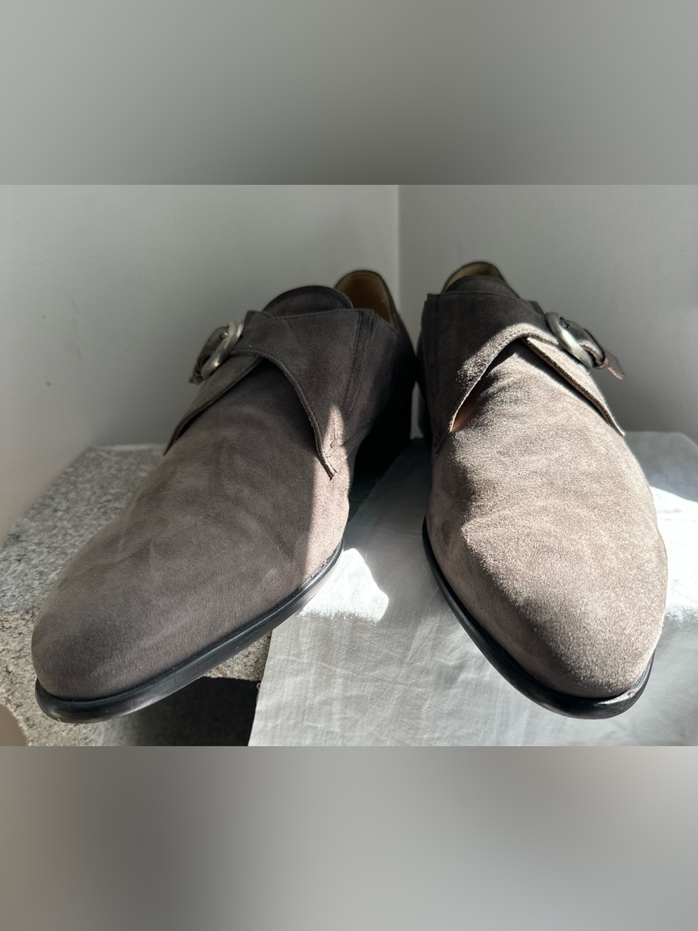 Luca del Forte Made in Italy Suede Single Monk Strap Dress Shoes (EU 45 / US 12)